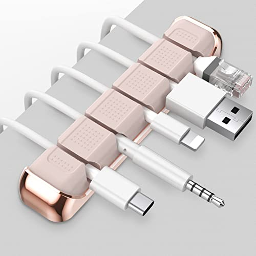 AHASTYLE Kabelhalter Kabel Organizer mit 5 Steckplätzen Kabelmanagement Schreibtisch Kabelclip Organisation für Büro Zuhause und Auto USB-Kabel/Netzkabel/Draht (Rosa)