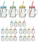 Cepewa Trinkglas 24er Set mit Deckel und Strohalm Glas Getränkeglas Outdoorglas (6 x 4er Set Trinkglas)
