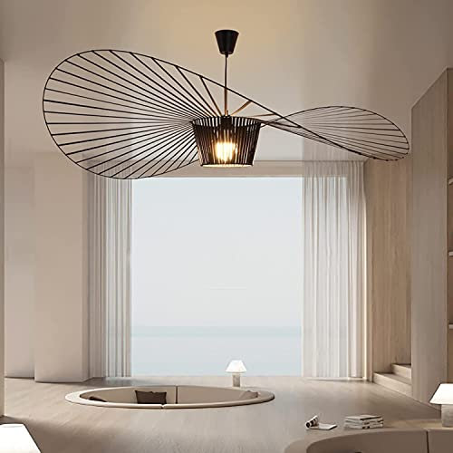 Suspension RéTro Vertigo Salon Lustre, Lustre Industriel Salon Design Moderne, Fibre de Verre + Chapeau Polyuréthane, Hauteur Réglable Lumière E27 Black 80cm
