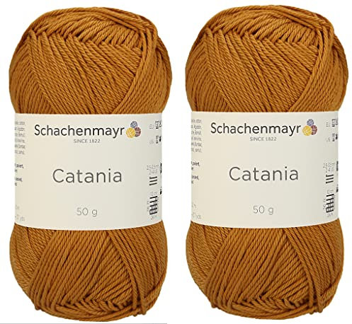 [Set mit 2 Knäuel] SMC Catania Originals 100 % merzerisiertes Baumwollgarn, insgesamt 100 g. Je 50 g / 125 m Amigurumi-Garn Fine-Sport 2 (383 Zimt)