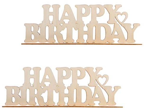 Happy Bithday Holzschild Happy Birthday Hängende Wörter Holz Wandkunst Unfertige Ornamente für Fenster Outdoor Wand Geburtstag Party Dekoration