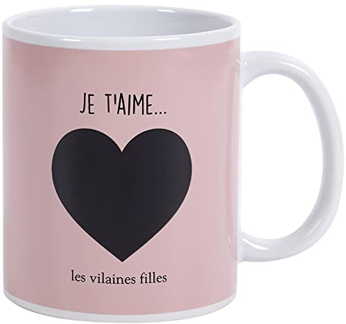 Cook Concept Les Vilaines Filles 42-VF-014 Mug thermoréactif Je t'aime Même si parfois t'es relou Rose Céramique D12 x H9,5 cm