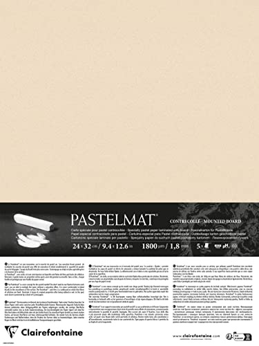Clairefontaine 796023C - Pastelmat Laminated Paper - 5 Laminated Sheets Special Card for Dry Pastels - 24x32 cm 360g 1.8 mm - Corn colour - Made in France