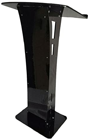 BIBOYA Rednerpult Tragbares Rednerpult Podium Stand Kanzel, Geschäftsbesprechungsraum Rezeption Rednerpult Bodenstehend, Acryl Schwarz Sprechender Vortrag
