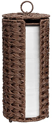 GRANNY SAYS Toilet Roll Storage Holder, Pack of 1 Black Toilet Roll Holder Free Standing, Waterproof Toilet Paper Storage Organizer for Bathroom, Wicker Holder Cabinet for 3 Toilet Paper Rolls, Brown