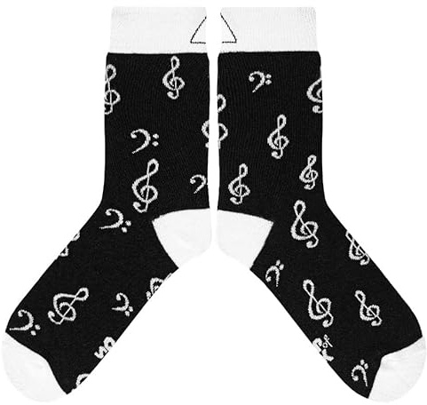 cup of sox Lustige Damen Socken mit Noten und Liedern Muster, Bunte Herren Socken für Musiker
