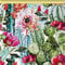 DreamRoots Segeltuch Wasserdicht - Polsterstoff Meterware 160 cm breit - Wasserabweisender Stoff 220 g/m2 600D - Markisenstoff Wasserdicht Meterware Flowers and Cactus 1M