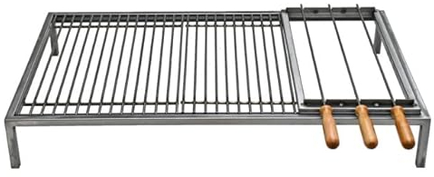 Argentinischer Grill mit abnehmbaren Eisenmodulen - Iron Argentinien Grill - BBQ Parrilla Asado (Grill mit Brochettenmodul)