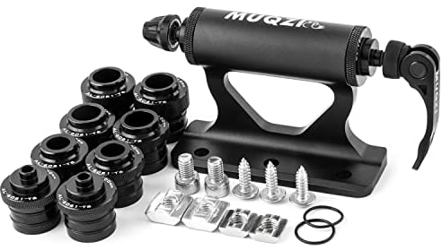 Bike Fork Mount, Upgraded Quick Release Thru Axle Bicycle Fork Rack Block with 4 Adapters for Car Trucks Vans SUV Transport and Storage, Black