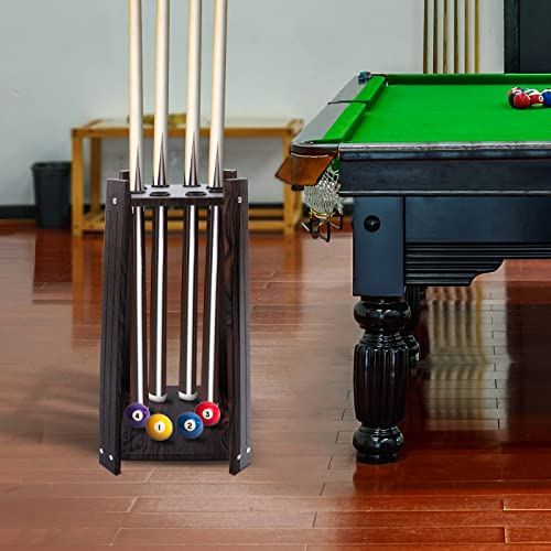 KenSyuInt Pool Cue Rack Bodenständer Billard-Eckständer Billard Queue Halterung Bodenmontage Stick Holder Floor Stand 8 Löcher Angelruten Golfschläger Storage Stand Braun 30x30x60cm
