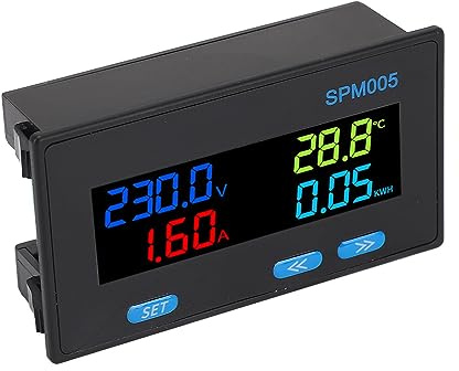 Voltmètre Ampèremètre numérique, AC60-300V 20A 100A 200A Affichage LCD Volt Ampèremètre, Multimètre 8 en 1 Ampère Volt Jauge avec Transformateur de courant, ℃, PF, KW, HD, Hz,