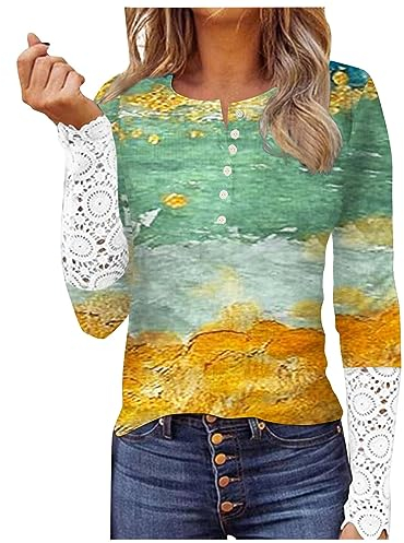 Sweet Plaid Pullover Maedchen Winter Dünne Tunik Gemustertes Pullover Rundhals Atmungsaktive Patchwork Mod T Shirt Damen Longsleeve Clubbing Schlankmacher Gelb