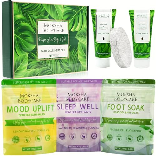 Foot Gift Sets for Women - [Made in UK] Foot Spa Sets for Women Gifts with Aromatherapy Foot Soak, Scrub, Lotion, Spa Pamper Kit, Birthday Gifts for Mum, Her, Friends, Wife
