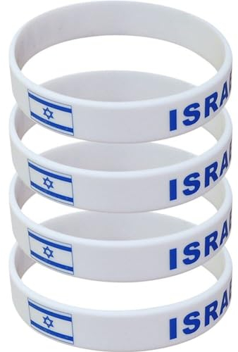 Fituenly 4pcs Israel National Flag Wristbands Sports Silicone Bracelet Men Women Rubber Band Patriotic Israel Wrist Bands
