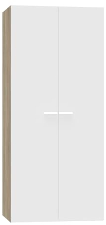 MUEBLES PITARCH | Armario Dormitorio Ropero 2 Puertas, Blanco y Roble Cambrian, 180x79x52 cm(Alto x Ancho x Fondo), Mueble Auxiliar Moderno, Colección Tibet