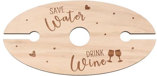 Spruchreif | Regalo práctico para los amantes del vino | Soporte para copas de vino de madera | Soporte para vino | Idea de regalo | 'Save Water. Drink Wine'