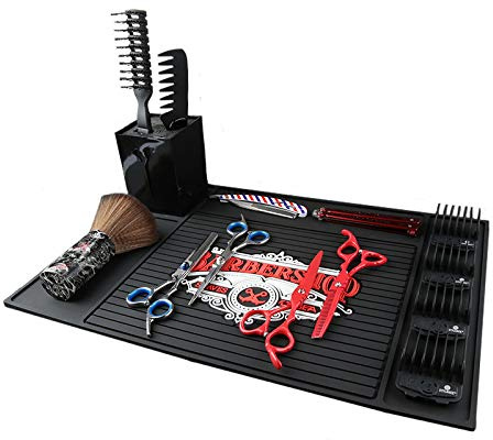 LIFEDYLUK Barber Station Matte 45 x 30cm, Magnetische Friseurstation Matte, Anti Rutsch Barber Organizer Mat, Silikon Friseur Tischmatte Pad for Professionelle Salon Hair Tools