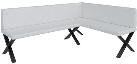 FURNISTAR Eckbank Akiko Metal X - Eckbankgruppe für Ihrem Esszimmer, Küche modern, Sitzecke, Essecke. Perfekt für Küche, Büro und Rezeption. Solide und Starke Verarbeitung. (196x142-Rechts-Soft17)