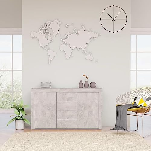 HFBGDV Sideboard Schrank Organizer Mobile Modern Schönes Buffet Speisekammer für Wohnzimmer Küche Esszimmer bietet viel Platz, einfach zu montieren, Grau Beton, 120 x 36 x 69 cm