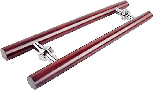 Tor-Hardware, Massivholz, gewerbliche Sauna, Glastür, Push-Pull-Griff/Haus-Schiebe-Scheunentorgriff aus Holz – Weinrot, 3 Längen – 600 x 400 mm