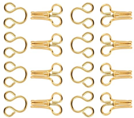 60 paia di ganci da cucito e occhielli di chiusura, in metallo dorato, varie dimensioni 12 mm, 14 mm, 17 mm, bottoni a pressione per abbigliamento, ganci in rame, per reggiseni, ganci di ricambio,