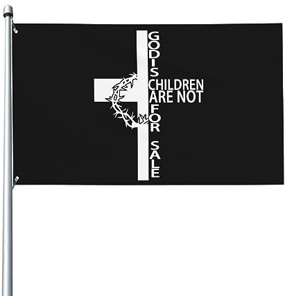 Gottes Kinder stehen zum Verkauf Jesus Christus christliche Hausflagge, 90 x 150 cm, einseitig außen liegende Flagge, lebendige Farben, lichtbeständige Banner, Hof-Außendekoration
