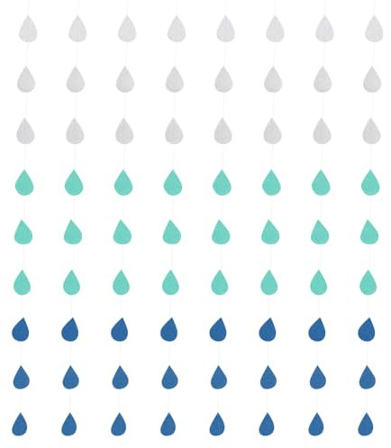 8 Strings Regentropfen Party Banner blau hängende Regentropfen Babyparty hängende Girlanden Flaggen Aprildusche Dekorationen für Hochzeit Hintergrund