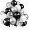YOUYIKE 60 Stück Schwarz Weiß Silber Luftballons, 12 Zoll Latex Luftballons, Metallic Helium Ballons, für Kinder und Erwachsene Geburtstag, Party, Graduierung, Ostern Weihnachten Party Deko