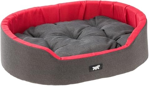 Ferplast Hundebett Dandy, Abnehmbares, waschbares Kissen, Baumwollbezug mit weicher Polsterung, Bett für große Hunde, 110 x 70 x H 23 cm, Rot