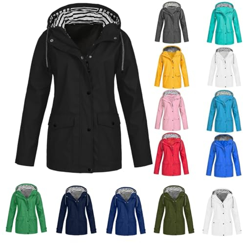 HAOLEI VêTements ImperméAbles Femme Veste Coupe-Vent Avec Poches Et Doublure ZippéE Manteau Coupe-Vent De Couleur Unie ImperméAbles Pour Femmes Veste De Pluie Pour Femme Vestes De ExtéRieur Blazer