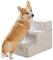 Hundetreppe für kleine Hunde - 3 Stufen Hunde Treppe 43cm hoch - Schaumstoff Hundetreppe Sofa - Sicher und stabil - Abnehmbarer waschbarer Bezug - Anti-Rutsch-Boden - Haustiertreppe Hund Cremeweiß