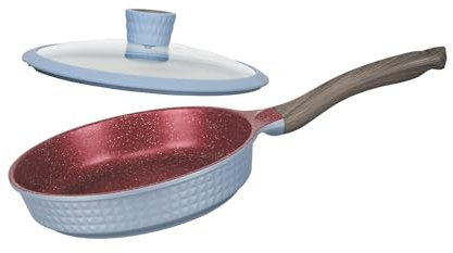 SINCERO Blue Diamond design Nonstick Frying Pan Skillet with Glass Lid,Omelet Pans,Induction Compatible,Healthy Granite Coating,PFOA Free,Stone Cookware Chef's Pan(9.5inch with lid-Azure Blue)