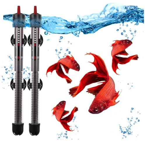 RUIPUOWNO Calentador de termostato Sumergible para Acuario, Calentador para pecera con Cubierta Protectora, Calentador de Acuario Ajustable, para Agua Salada y Dulce,50W