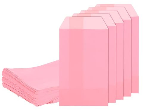 QUARKZMAN 100pz Sacchetti Regalo di Carta, 6 x 3 Buste Caramelle Carta Kraft Antiunto Buste Piatte Regali Piccoli per Panetteria Biscotto Cioccolato Sapone Festa Nozze, Rosa