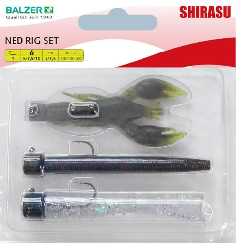 Balzer Ned Rig Set 5cm & 7,5cm 5g, 7,5g, 10g - 3 Gummiköder mit Jigköpfen, Gummifische, Softbaits