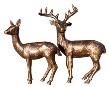 Generisch Bronze-Skulptur Hirsch und REH | Set | Tierfigur aus Bronze handgefertigt
