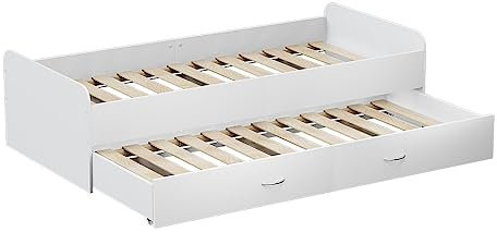 VitaliSpa Kinderbett 90x200 cm Jaspar mit Lattenrost, ohne Matratze - Weiß 204x53x94 cm hergestellt aus Spanplatte - Jugendbett für Kinder und Teenager, mit zusätzlichem Gästebett