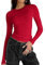 Zeagoo Women's Long Sleeve T-Shirt Y2K Slim Fit Crop Tops Basic Tight Shirt Casual Crew Neck Tee Streetwear Solid Color Red S