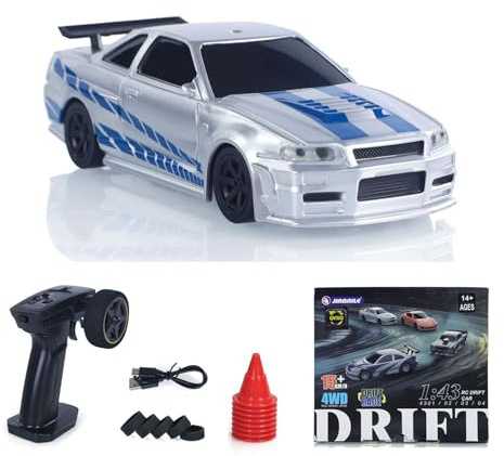 wheelfun 4304A 2.4Ghz 1/43 RC Drift Car 4Wd High Speed Racing Vehicles RTR Mini Car Toy Model Radio Battery Lights Gyroscope Hobby Grade Model for Adult