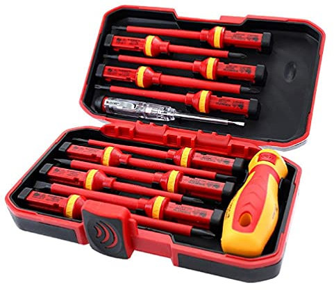 WERA Tools - Juego de destornilladores aislados de 13 piezas, puntas magnéticas Phillips planas