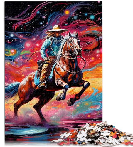 Puzzle für Erwachsene 1000 Teile Bunte Pferde Lernspielzeug Staycation Zeitvertreib für Teenager ab 14 Jahren 26x38cm