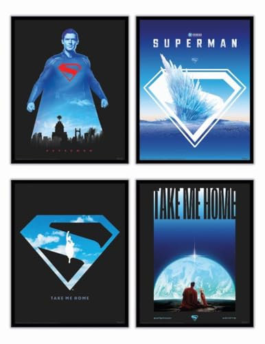 TRENDYPRINT DC Comics – Superman (2025) – Take Me Home – Set mit vier 20,3 x 25,4 cm Wandkunst, offiziell lizenzierte Sammlerstücke