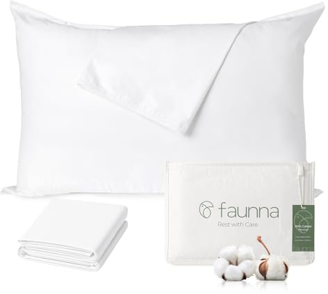 FAUNNA Milbendichte Kissenbezüge 40 x 80 cm, 2er-Set, Weiß, 100% Baumwolle