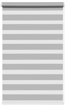 Silver Day & Night Zebra Roller Blind (165cm drop) - 105cm | Silver day & night zebra roller blind. 105cm width x 165cm drop. Alternating sheer and opaque fabric for light control.