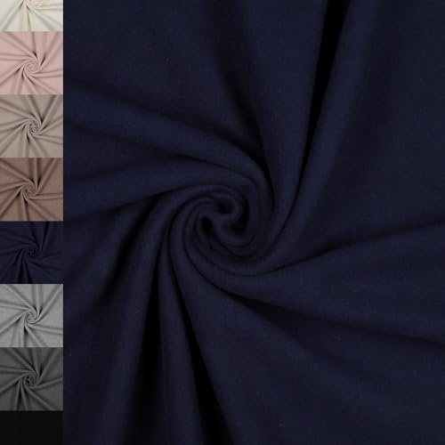 MAGAM-Stoffe Frieda Bio Fleece Stoff 100% Baumwolle Meterware 50cm (06. Dunkelblau)