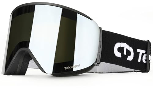 tekkapoi Skibrille für Herren & Damen und passende Wechselgläser, OTG Snowboardbrille mit optionalem Magnet-Wechselsystem, UV400 Schutz & Anti-Fog