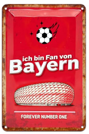 Aluminium Metallschild, Rot Blechschild, Weihnachten Geschenkidee, Deko Metallbild mit Lustiger Spruch, FC Bayern München Fanartikel für Fußball Fans, 30×20 cm
