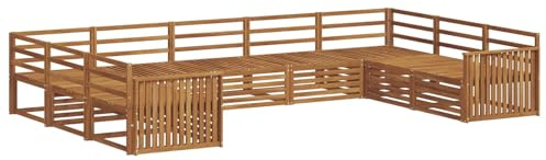 vidaXL Sofagarnituren 9 pcs Natur Massivholz Akazie, Gartenmöbel, modernes Outdoor-Sofa, Robustes Set, Lounge-Sitz, Terrasse, Komfort für Dein Zuhause
