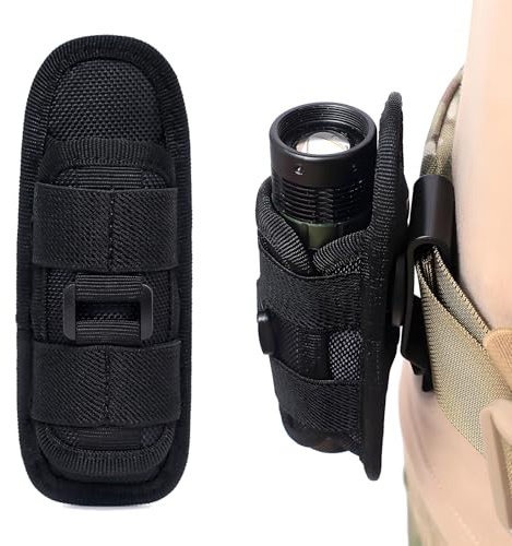 1 Unidad Funda Táctica Para Linterna, Funda Giratoria 360° De Liberación Rápida, Portalinternas Para Cinturón, Negro