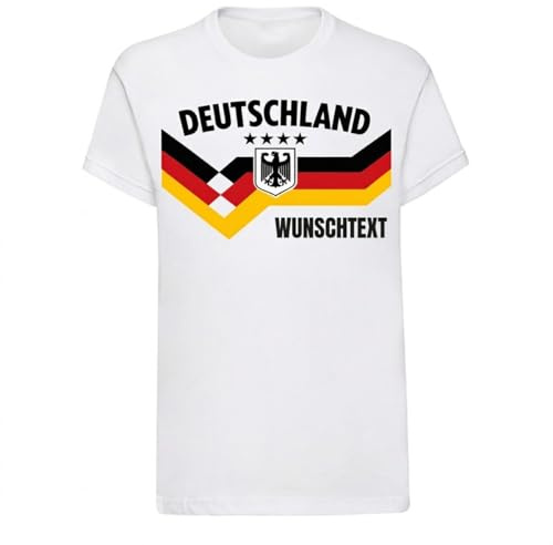 Deutschland T Shirt Kinder Fußball Fan Shirt Deutschland Flagge EM WM Trikot Look Public Viewing Fanartikel Weiß personalisiert Wunschname Größen 104-164